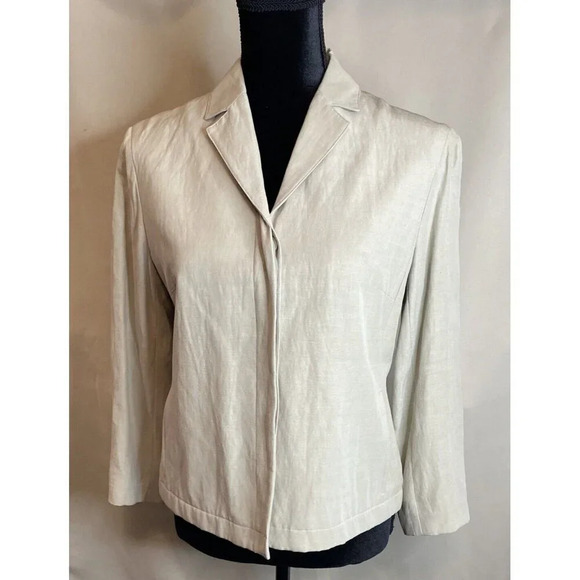 Ralph Lauren LRL Size 8 Tan Beige‎ Linen Silk 3 Button Hidden Jacket Pockets - Picture 1 of 11